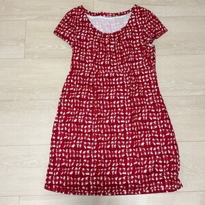 Boden Vibrant Red and White Patterned Dress